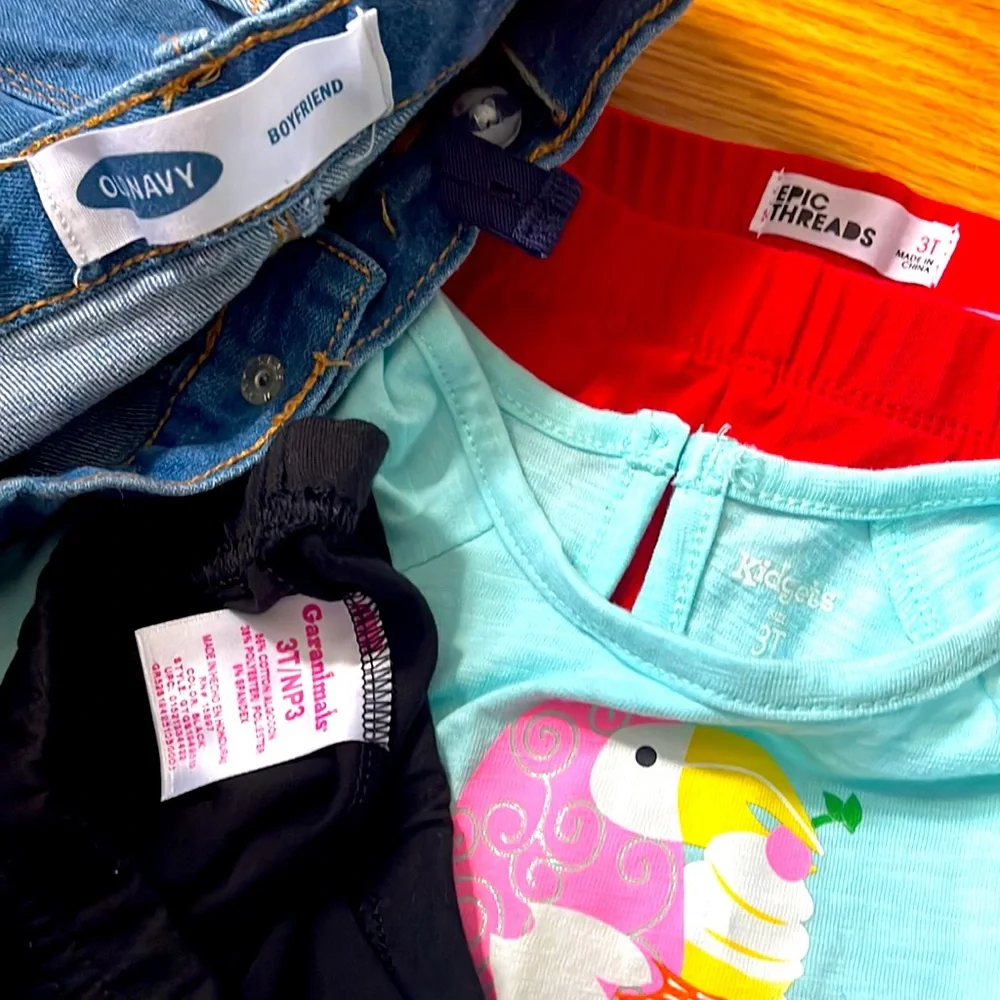Girls 3T Lot Old Navy Boyfriend Jeans Biker Shorts Star Legging Toucan Lace Trim
